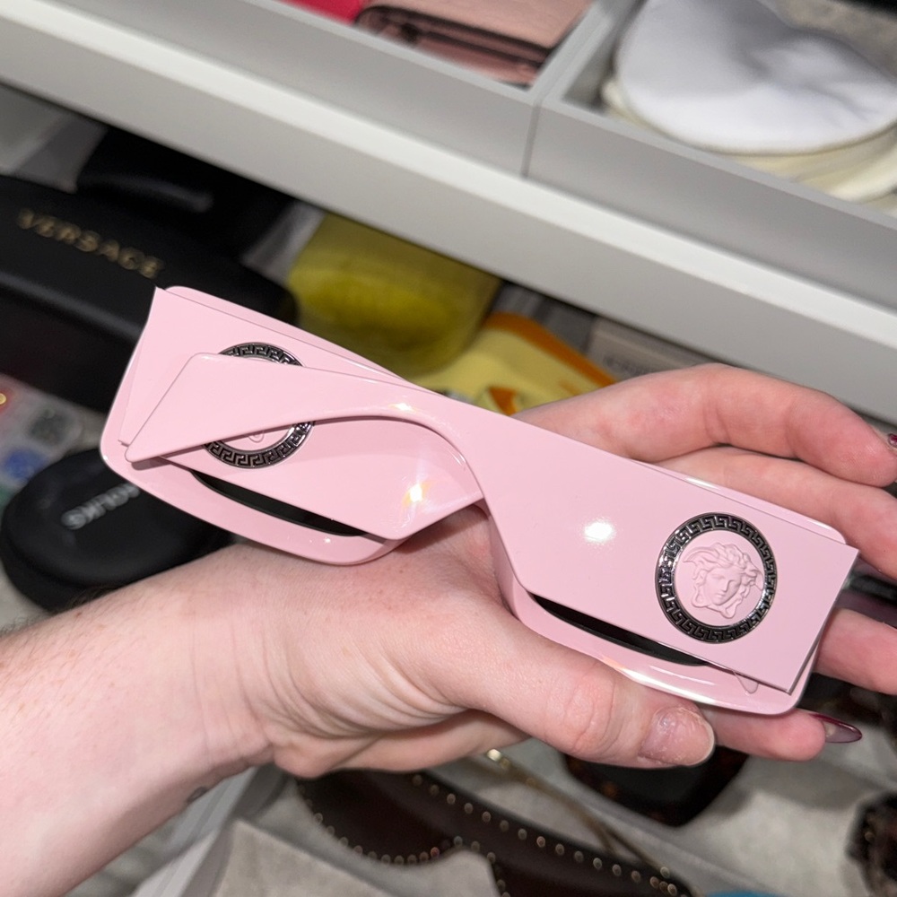 Versace Light Pink Rectangular Sunglasses - image 2